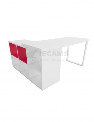 white study table with bookshelf DWB-01226